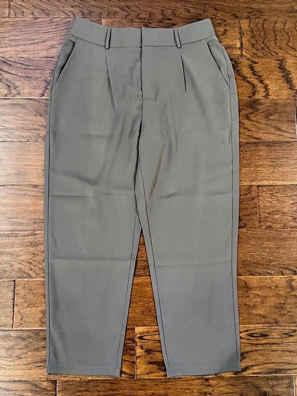 Halara Flex High Waisted Pocket Solid Work Tapered Pants Lead Gray/Brown L NWT